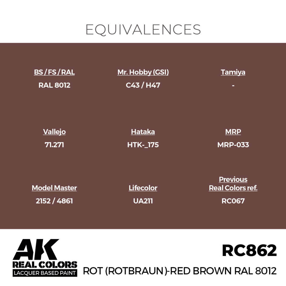 AK Interactive Real Colors: Rot (Rotbraun)-Red Brown RAL 8012 - 17ml Lacquer Paint AK Interactive