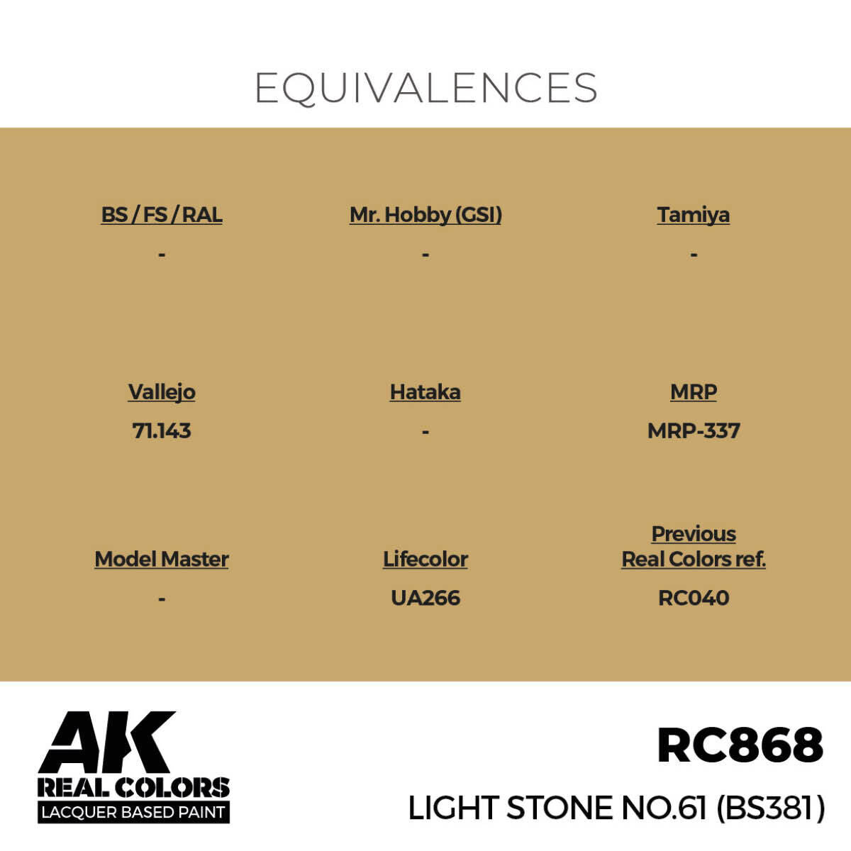AK Interactive Real Colors: Light Stone No.61 (BS381) - 17ml Lacquer Paint AK Interactive