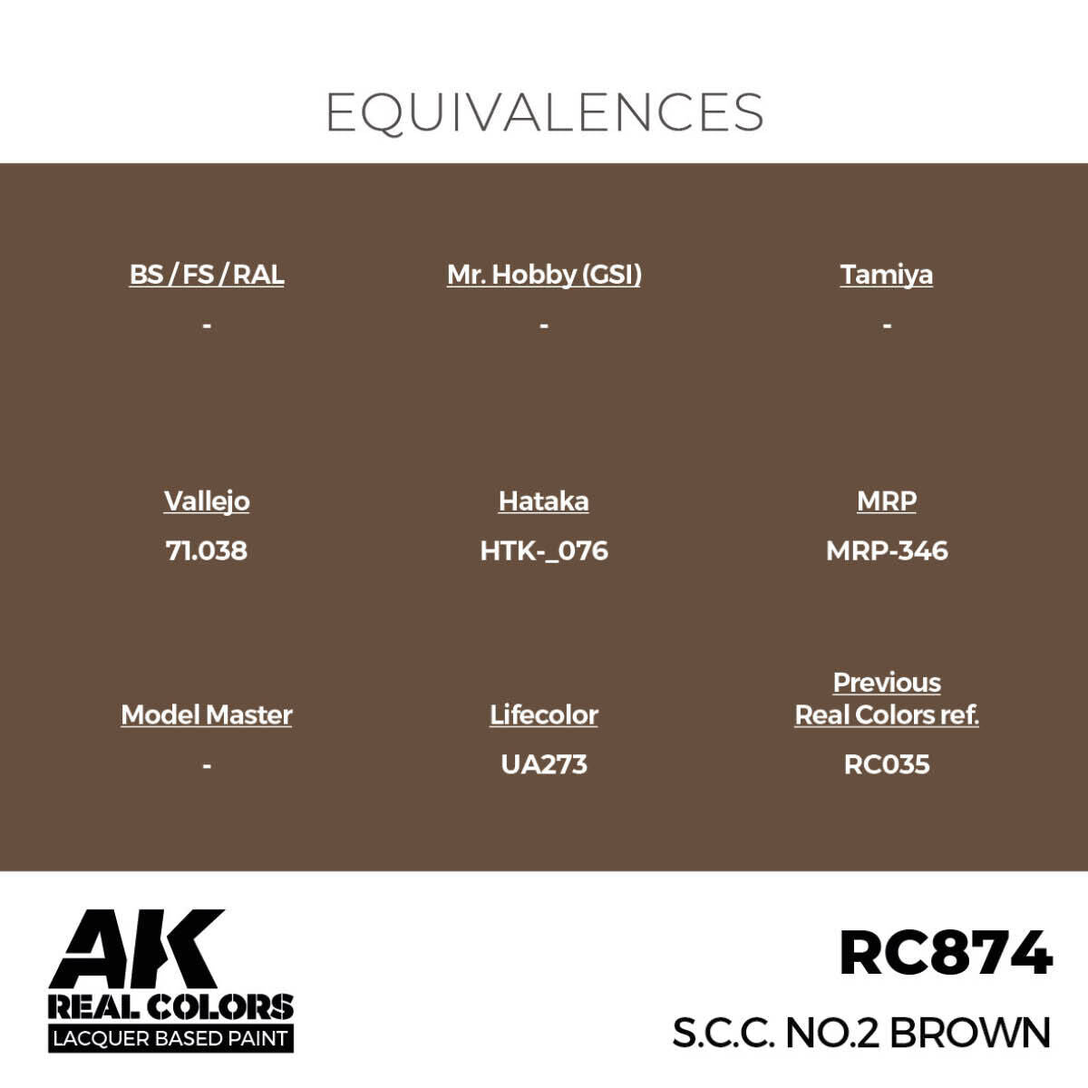 AK Interactive Real Colors: S.C.C. No.2 Brown - 17ml Lacquer Paint AK Interactive