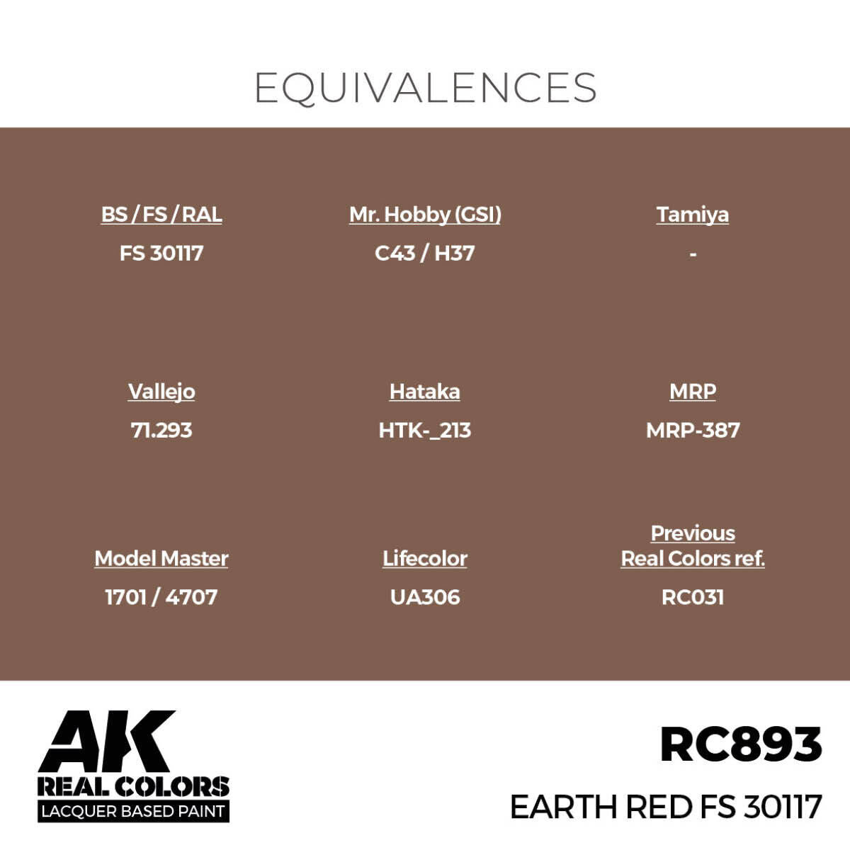 AK Interactive Real Colors: Earth Red FS 30117 - 17ml Lacquer Paint AK Interactive