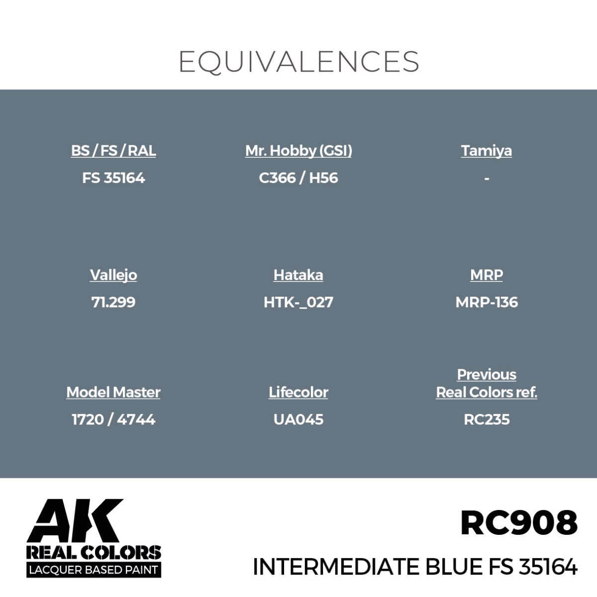 AK Interactive Real Colors: Intermediate Blue FS 35164 - 17ml Lacquer Paint AK Interactive