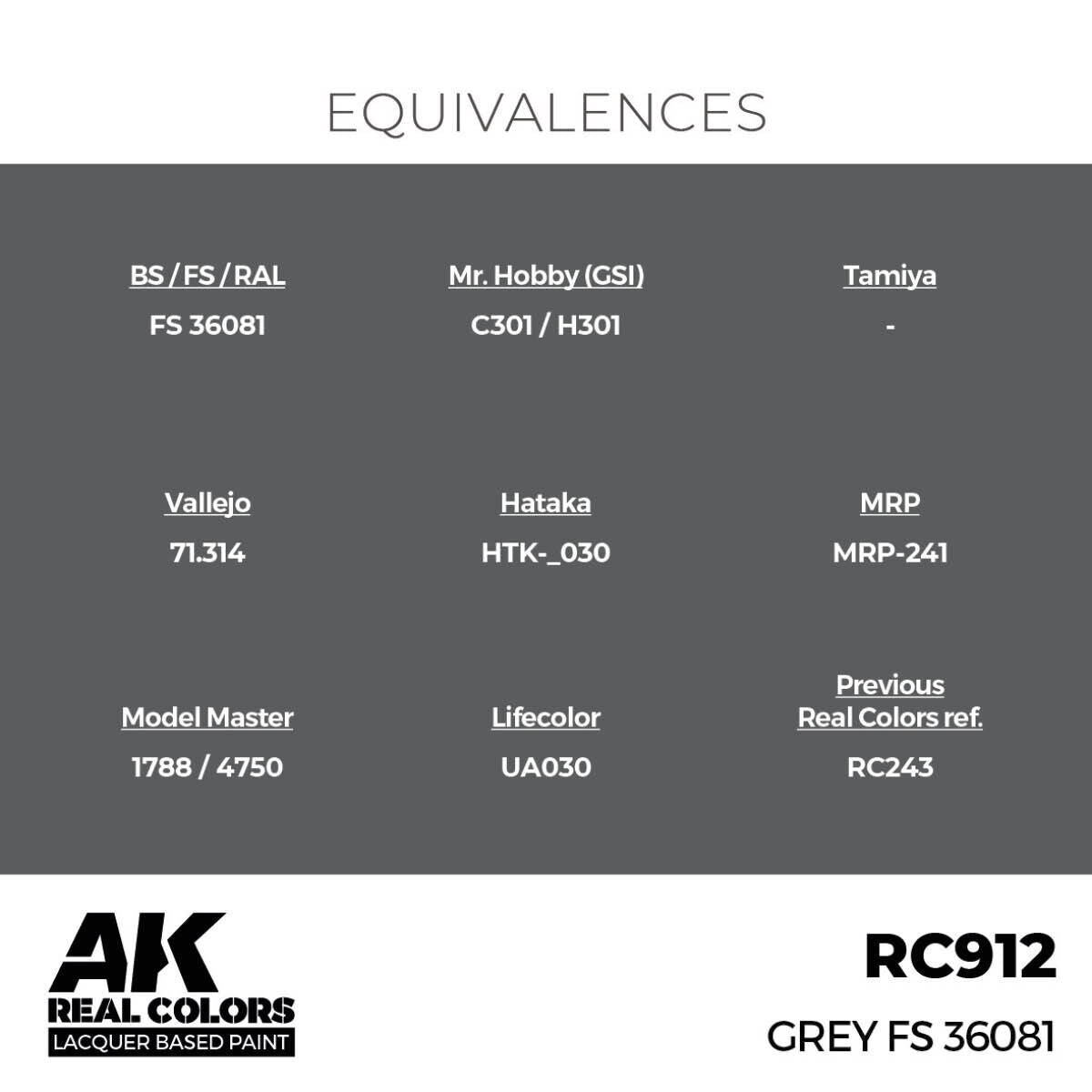 AK Interactive Real Colors: Grey FS 36081 - 17ml Lacquer Paint AK Interactive