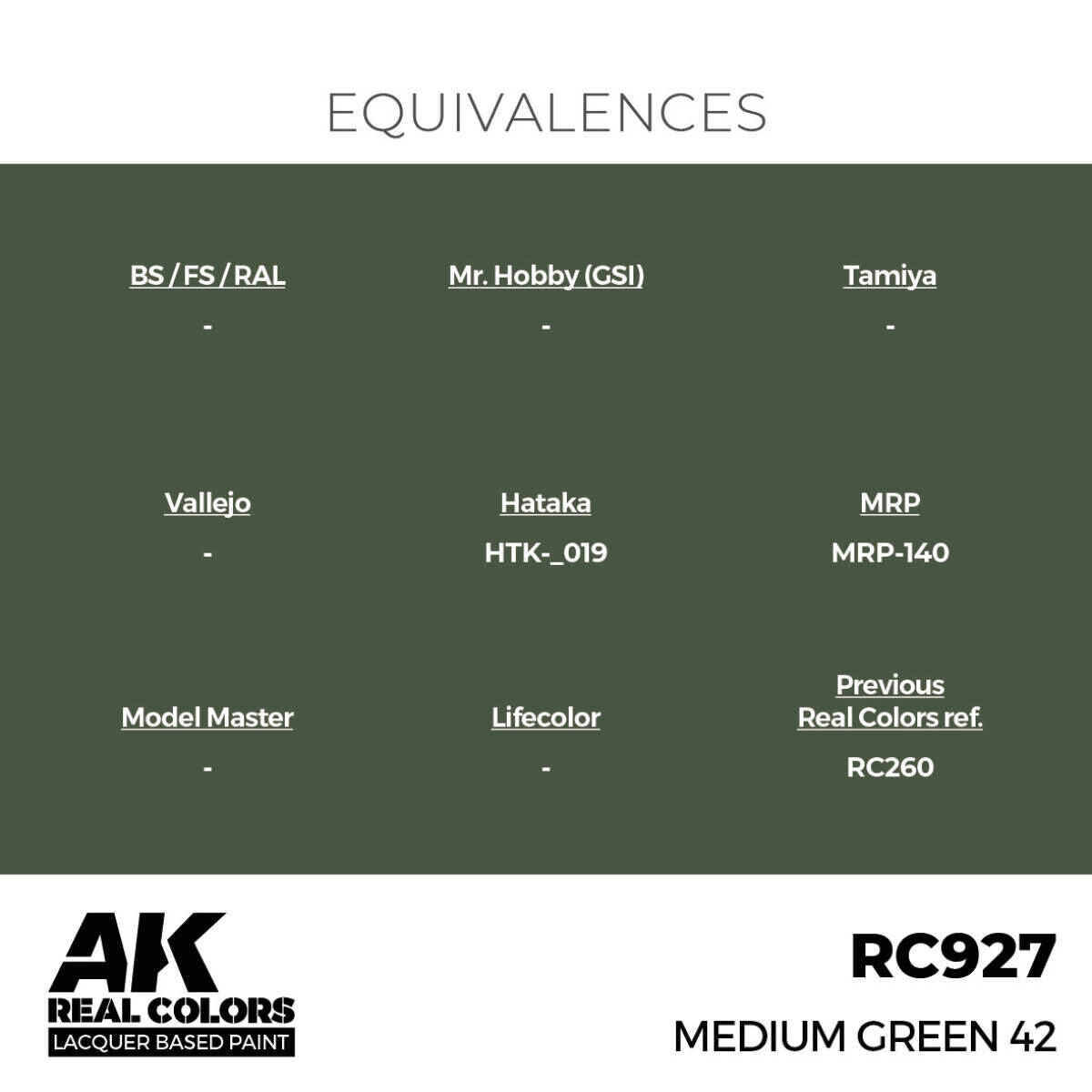 AK Interactive Real Colors: Medium Green 42 - 17ml Lacquer Paint AK Interactive