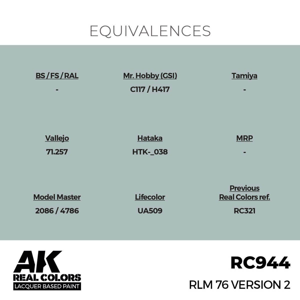 AK Interactive Real Colors: RLM 76 Version 2 - 17ml Lacquer Paint AK Interactive