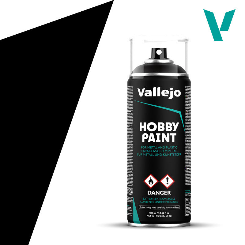 Vallejo Aerosol Black Primer 400ml Hobby Spray Paint Vallejo