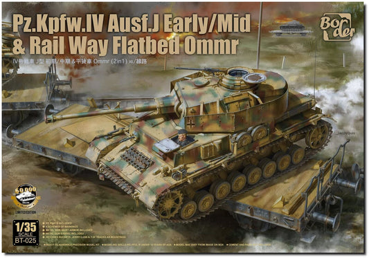 Border Model 1/35 Pz.Kpfw.IV Ausf. J Early/Mid & Railway Flatbed Ommr Plastic Model Kit Border Model