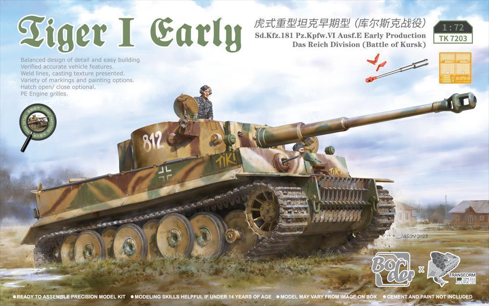 Border Model 1/72 Tiger I Early Sd.Kfz.181 Pz.Kpfw.VI Ausf.E Early Production Das Reich Division Plastic Model Kit Border Model