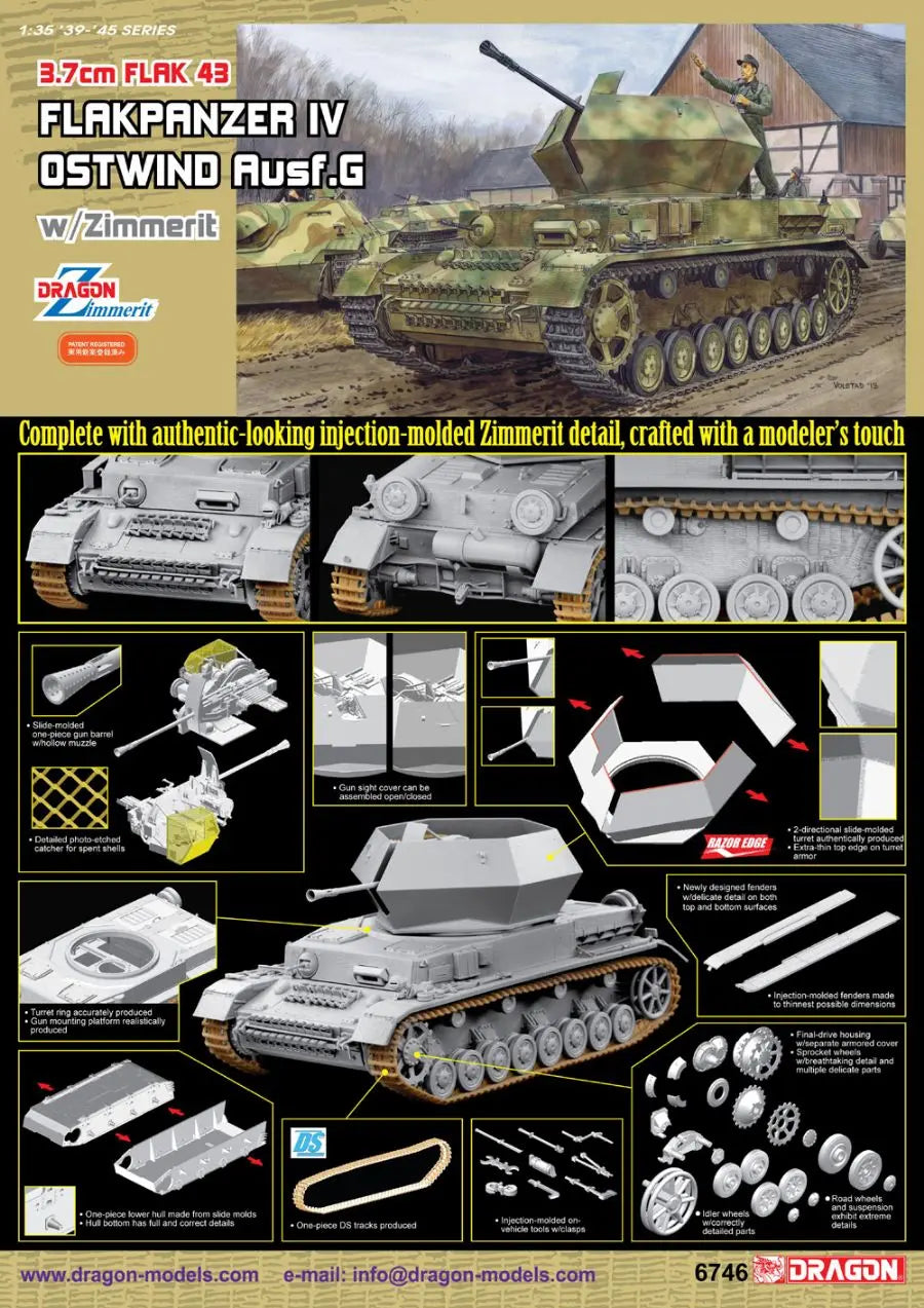 Dragon 1/35 FlaK 43 Flakpanzer IV "Ostwind" w/Zimmerit Dragon