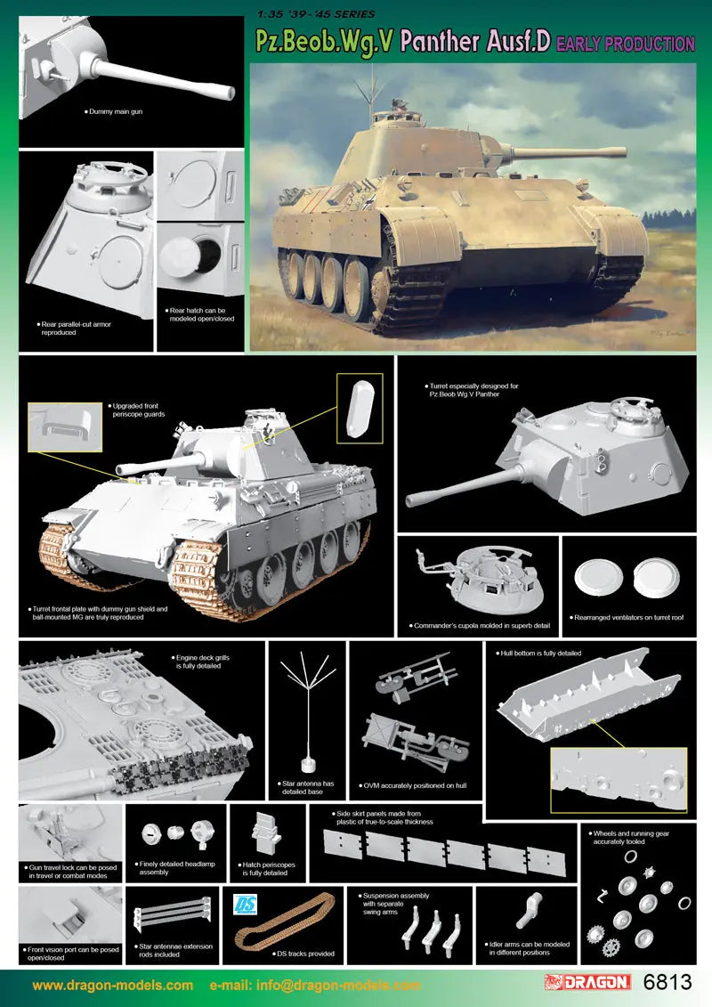 Dragon 1/35 Pz.Beob.Wg.V Ausf.D EARLY PRODUCTION Plastic Model Kit Dragon