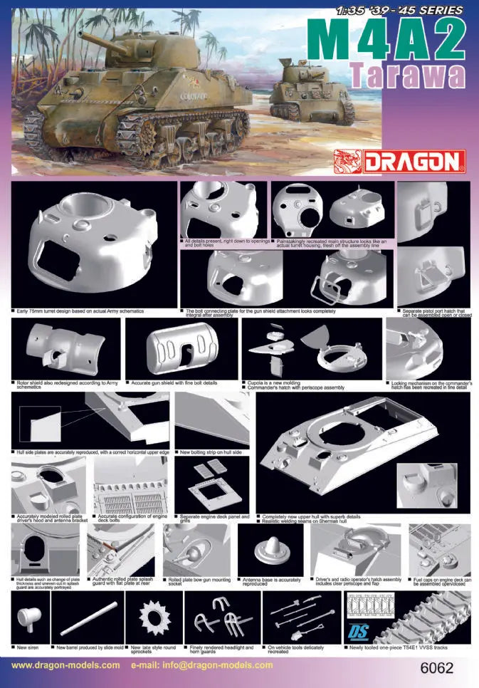 Dragon 1/35 M4A2 Tarawa Plastic Model Kit Dragon