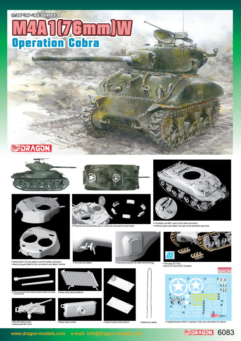 Dragon 1/35 M4A1(76)W "Operation Cobra" Plastic Model Kit Dragon