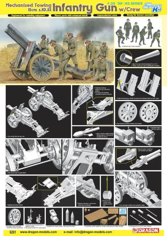 Dragon 1/35 Mechanised Towing 15cm s.IG.33 Infantry Gun w/Crew  Plastic Model Kit Dragon