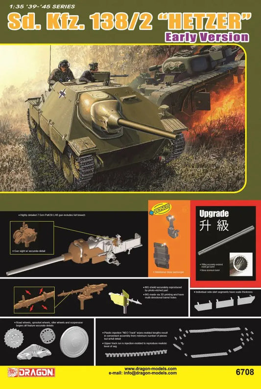 Dragon 1/35 Hetzer Early Version Plastic Model Kit Dragon