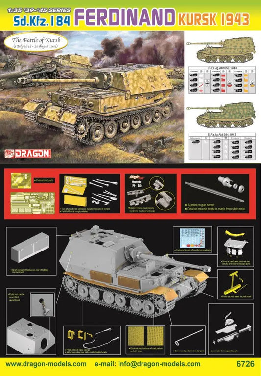 Dragon 1/35 Sd.Kfz.184 Ferdinand Kursk 1943 Plastic Model Kit Dragon