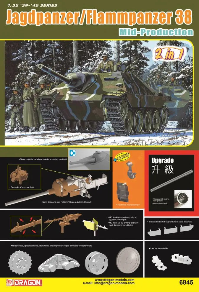 Dragon 1/35 Jagdpanzer 38 Mid Production Plastic Model Kit Dragon