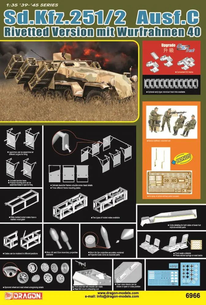 Dragon 1/35 Sd.Kfz.251 Ausf.C Rivetted Version mit Wurfrahmen 40 Plastic Model Kit Dragon