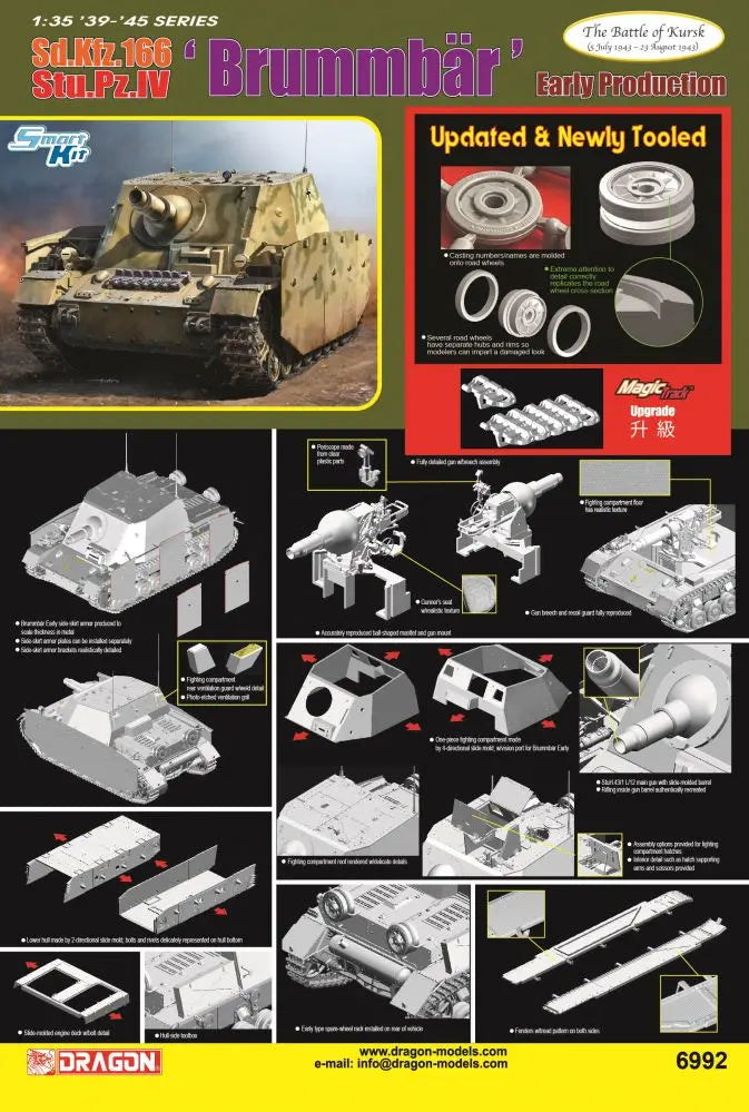 Dragon 1/35 Sd.Kfz.166 Stu.Pz.IV Brummbar Early Plastic Model Kit Dragon