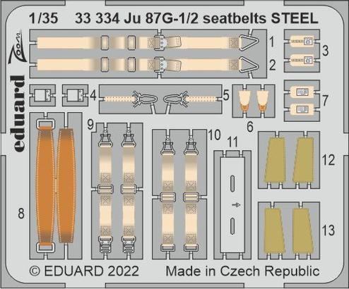 Eduard 1/35 Ju 87G-1/2 seatbelts STEEL Photo etched set
