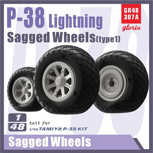 Gloria 1:48 P-38 Lightning Sagged Wheels(Type 1) E.T. Model