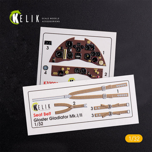 Kelik 1:32 Gloster Gladiator Mk.II interior 3D decals for Icm kit Reskit