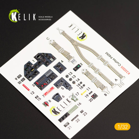 Kelik 1:32 P-40M interior 3D decals for Trumpeter kit Reskit