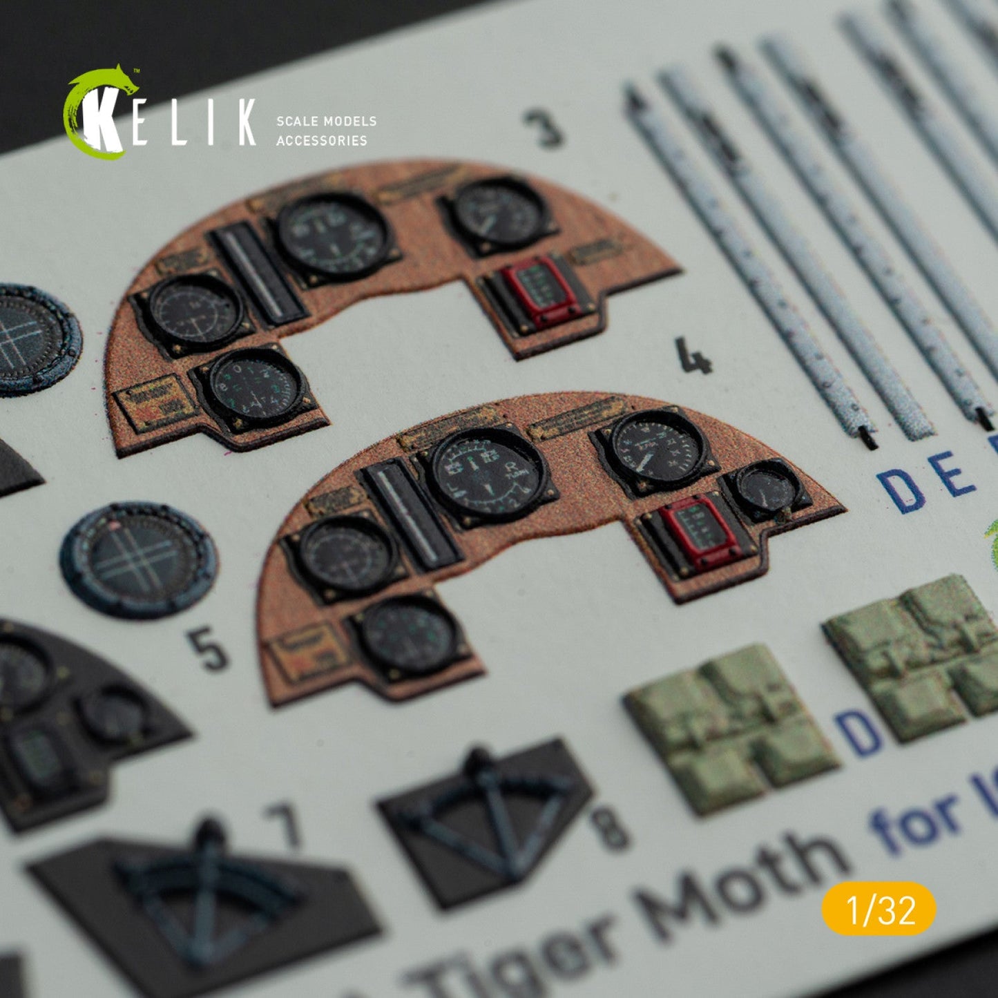 Kelik 1:32 DH.81A Tiger Moth - Interior 3D Decal with 3D printed parts for ICM kit Reskit