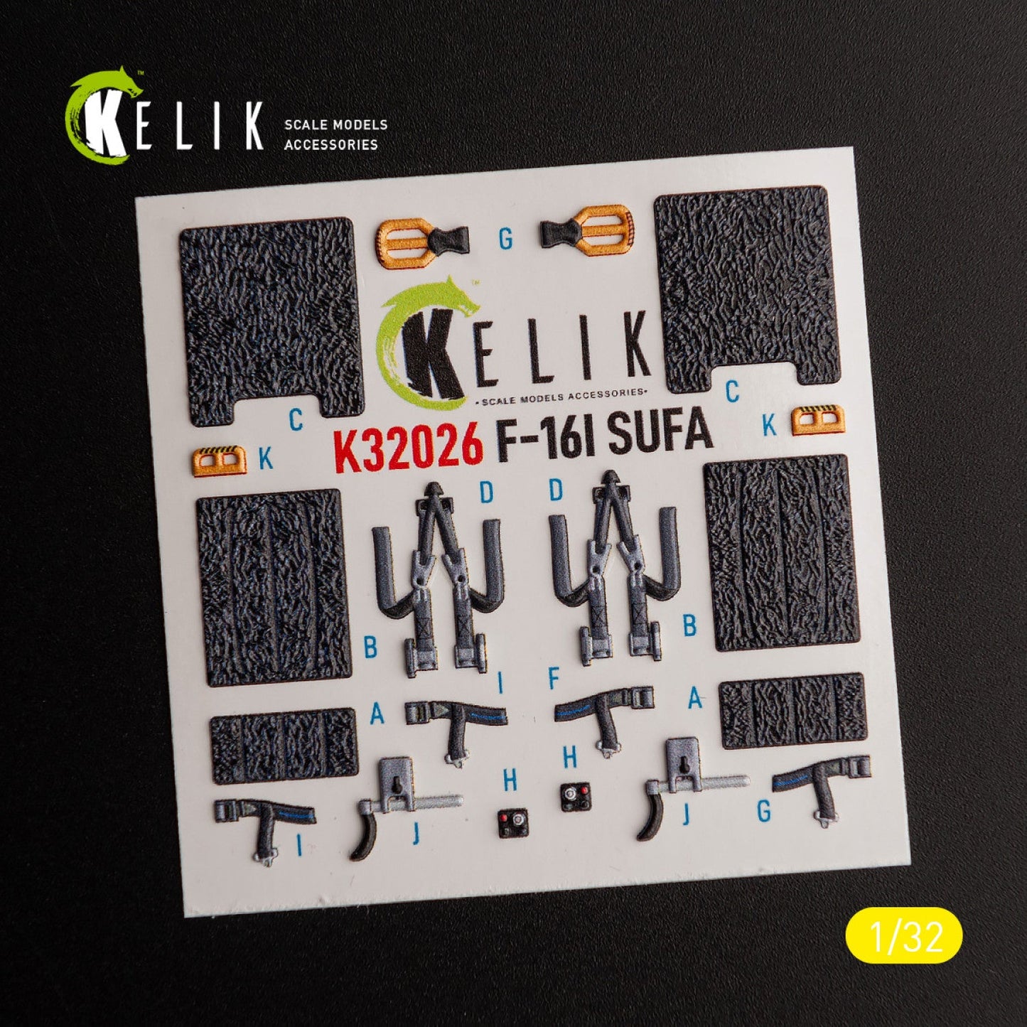 Kelik 1:32 F-16I "Sufa" - interior 3D decals for Academy kit Reskit