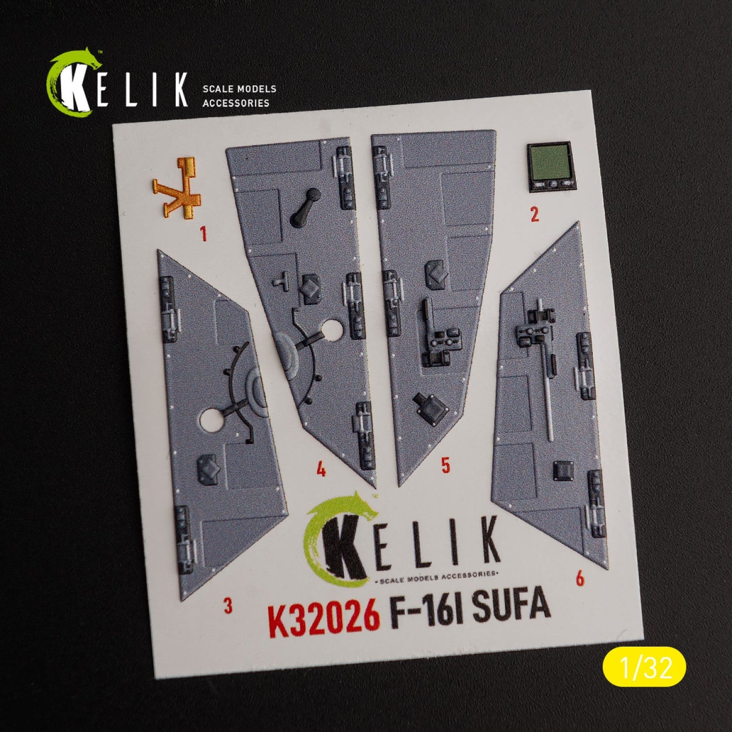 Kelik 1:32 F-16I "Sufa" - interior 3D decals for Academy kit Reskit