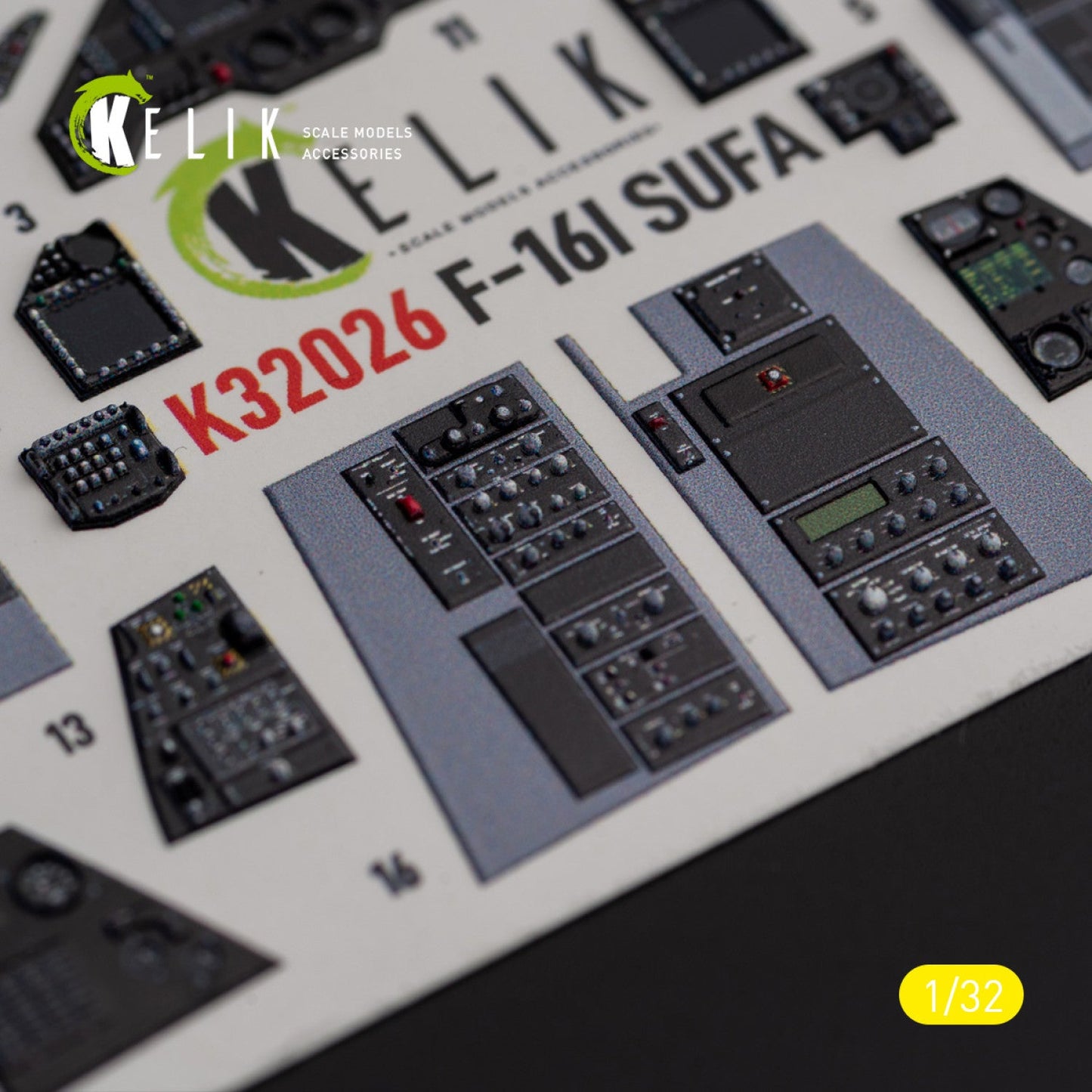 Kelik 1:32 F-16I "Sufa" - interior 3D decals for Academy kit Reskit