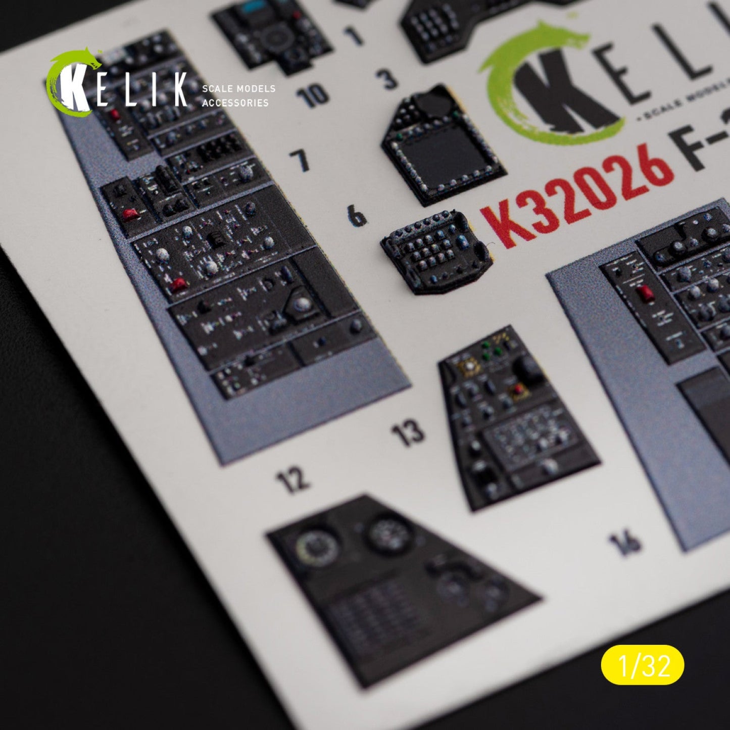 Kelik 1:32 F-16I "Sufa" - interior 3D decals for Academy kit Reskit
