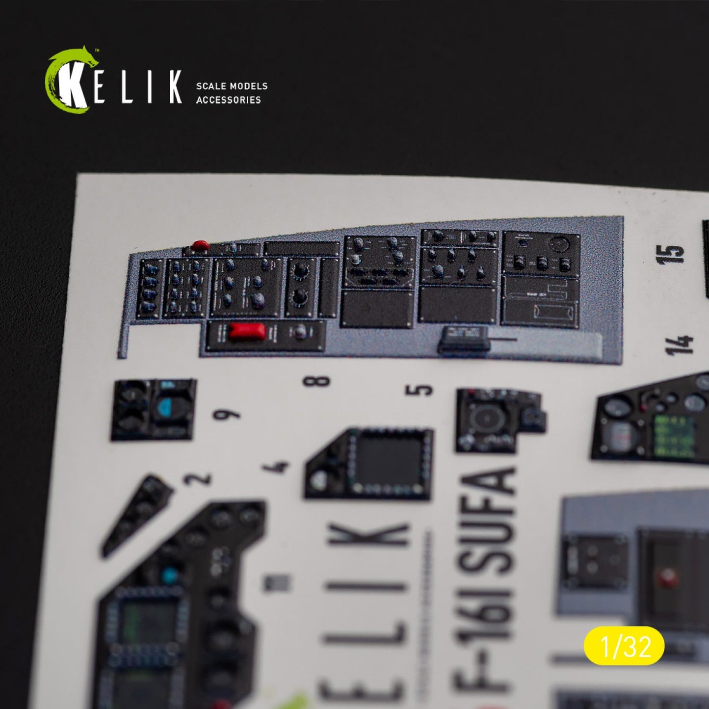 Kelik 1:32 F-16I "Sufa" - interior 3D decals for Academy kit Reskit