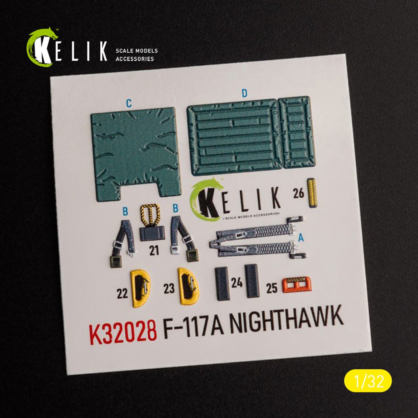 Kelik 1:32 F-117A - Type 2 interior 3D decals for Trumpeter kit Reskit