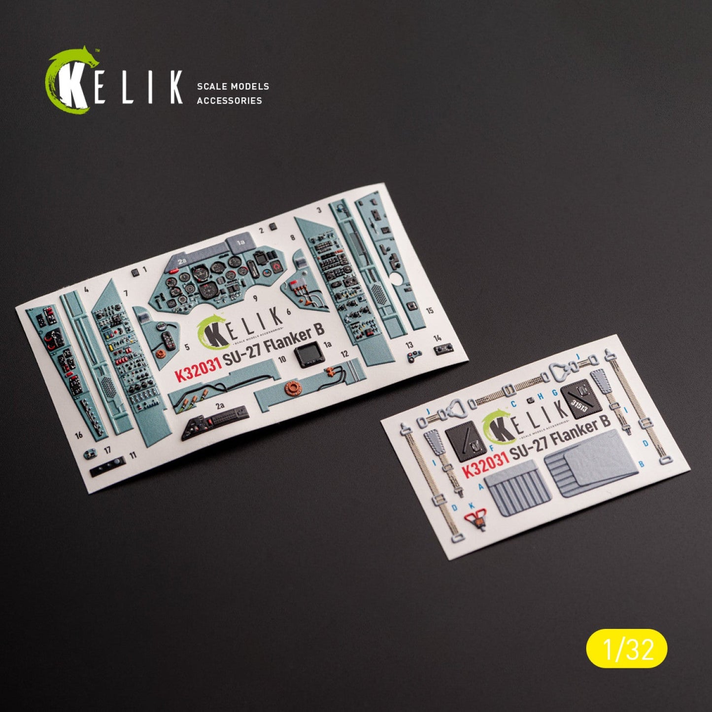 Kelik 1:32 SU-27 - interior 3D decals for Trumpeter kit Reskit