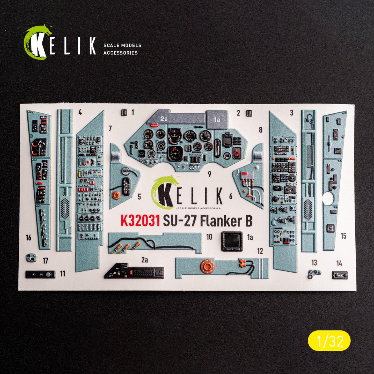 Kelik 1:32 SU-27 - interior 3D decals for Trumpeter kit Reskit