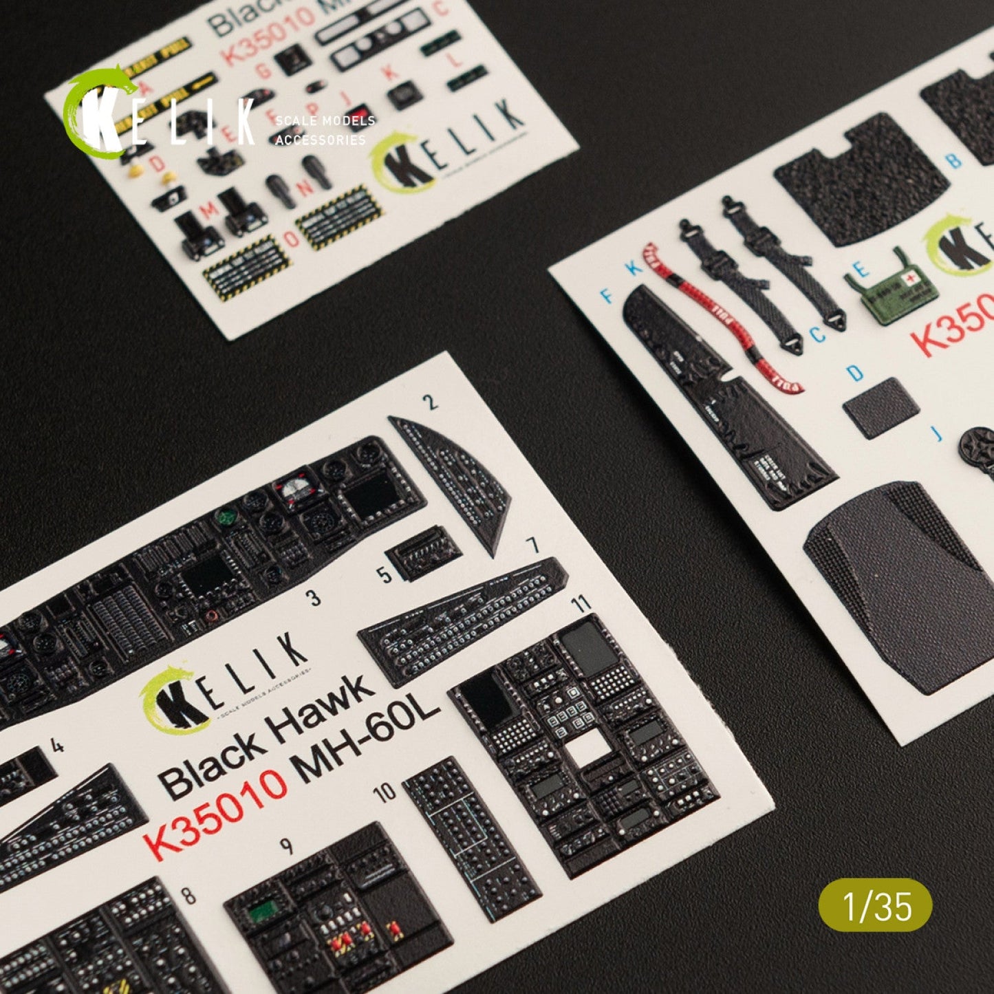 Kelik 1:35 MH-60L Black Hawk interior 3D decals for Kitty Hawk / Zimimodel Reskit