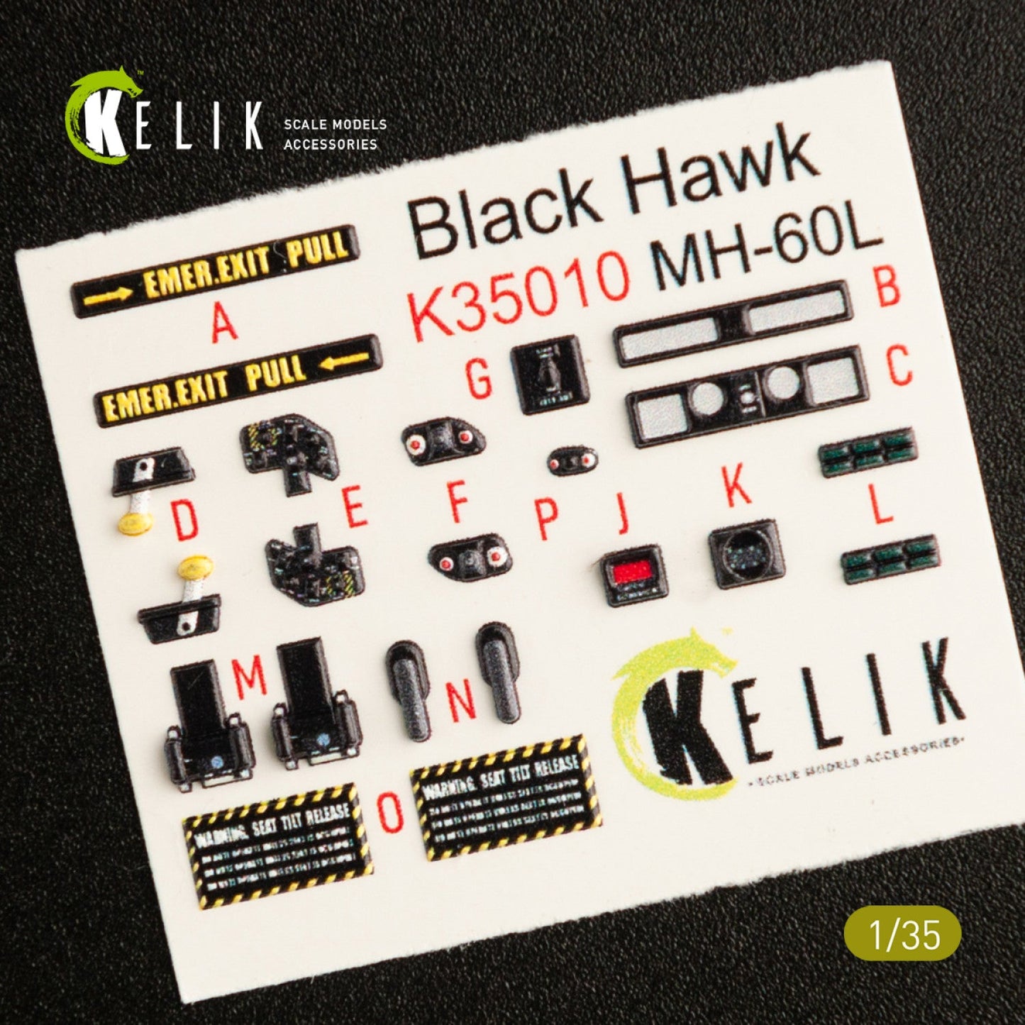 Kelik 1:35 MH-60L Black Hawk interior 3D decals for Kitty Hawk / Zimimodel Reskit
