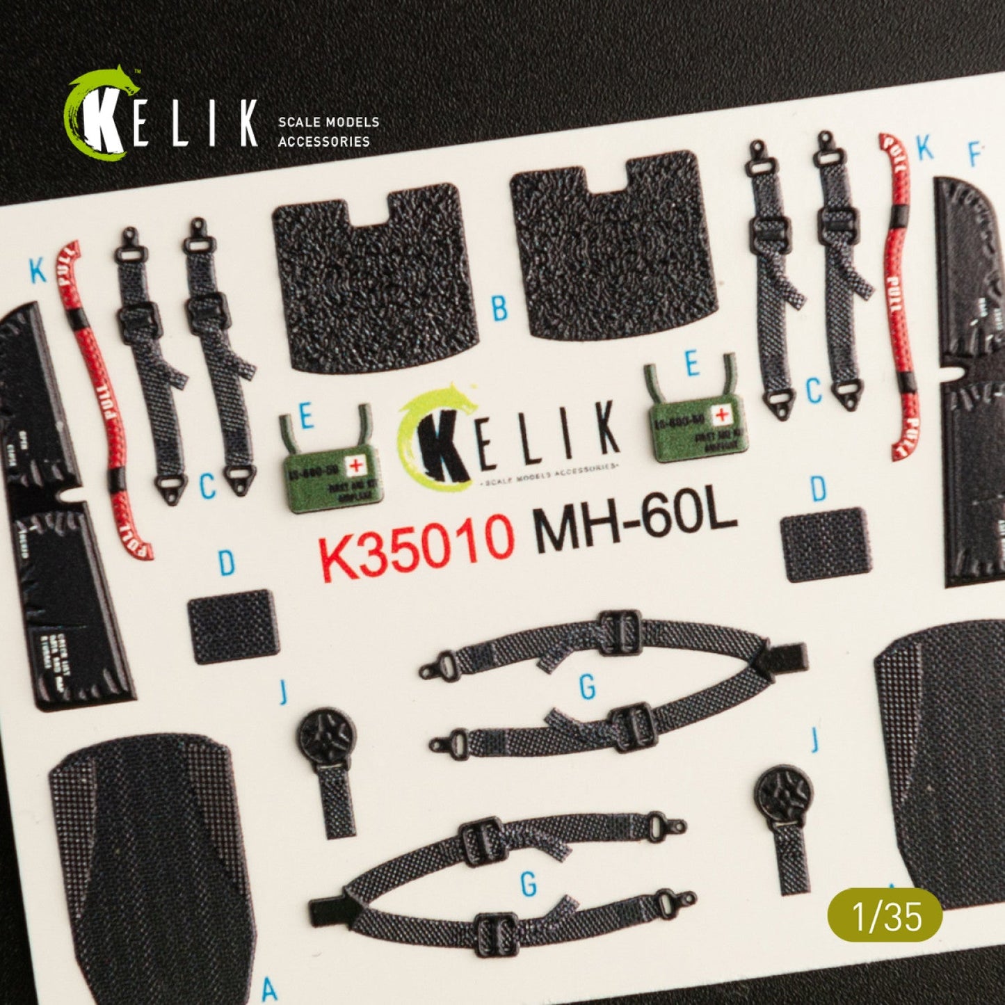 Kelik 1:35 MH-60L Black Hawk interior 3D decals for Kitty Hawk / Zimimodel Reskit