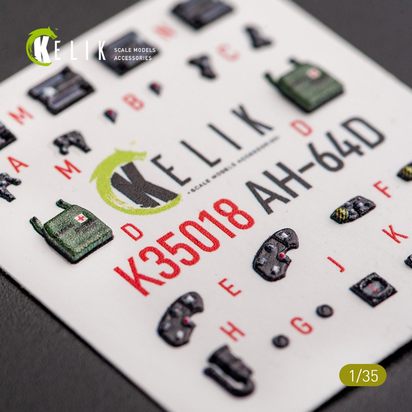 Kelik 1:35 AH-64D Apache interior 3D decals for Takom kit Reskit