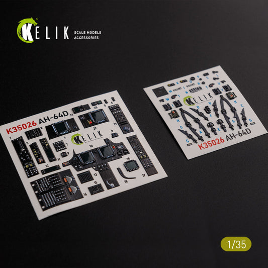 Kelik 1:35 AH-64D Apache interior 3D decals for Meng kit Reskit
