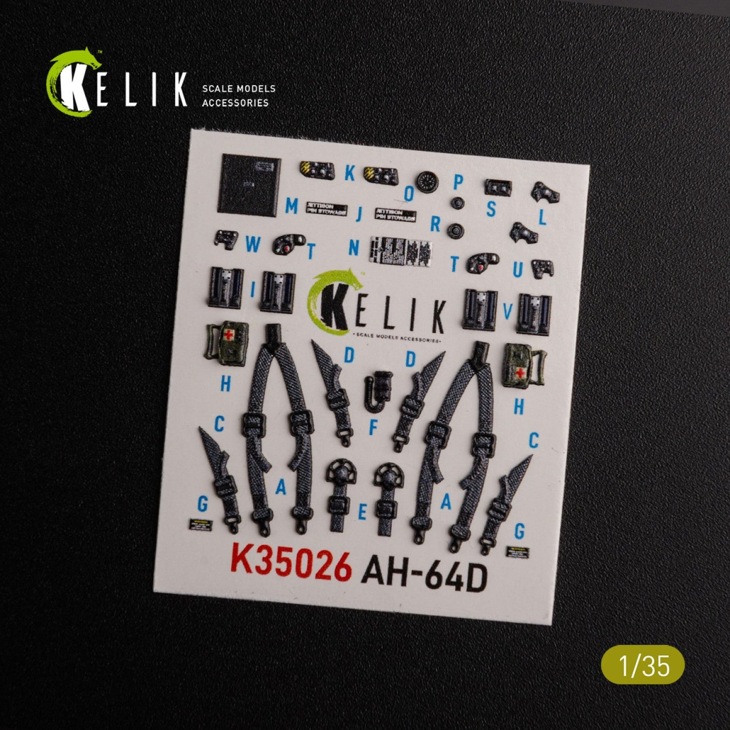 Kelik 1:35 AH-64D Apache interior 3D decals for Meng kit Reskit