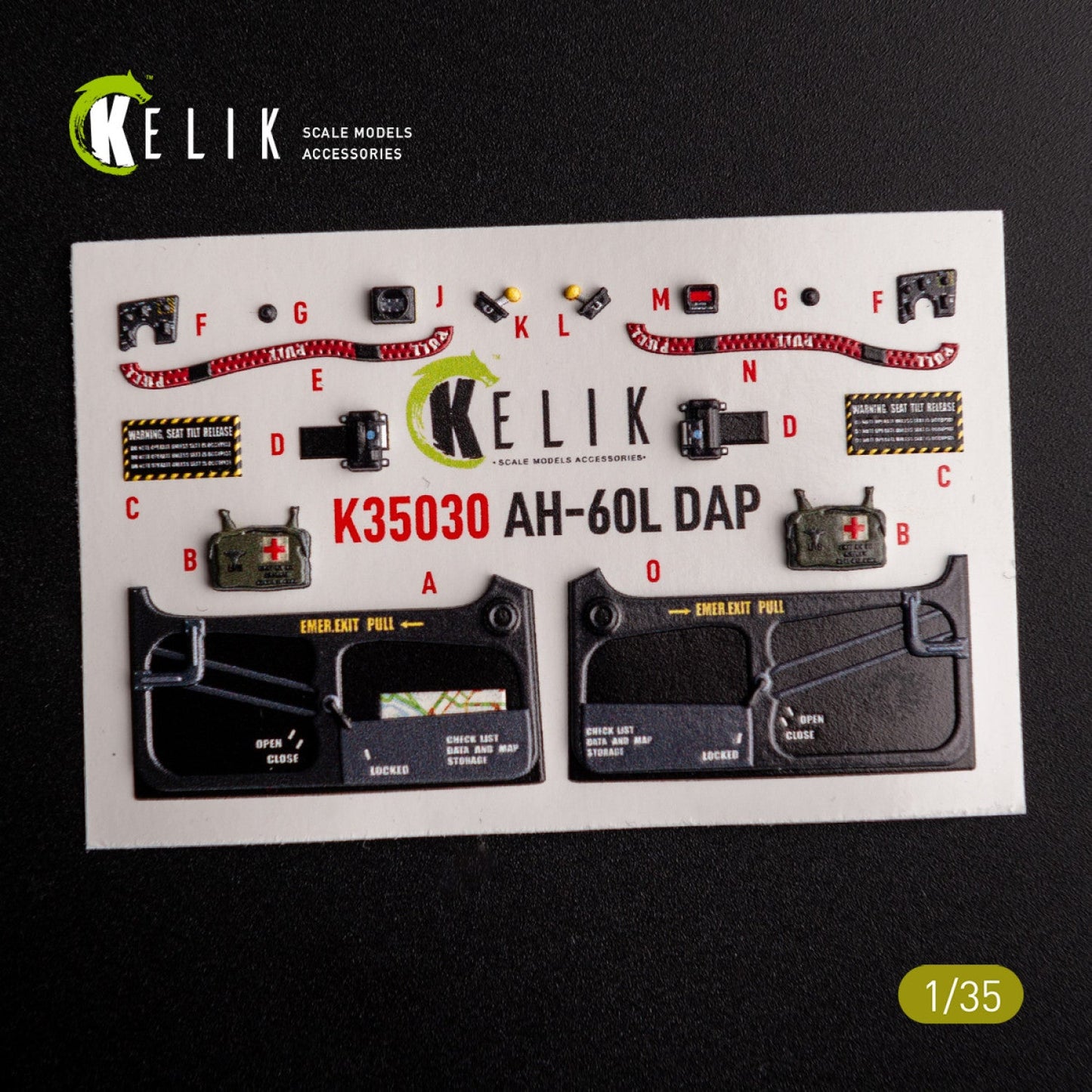 Kelik 1:35 AH-60L DAP interior 3D decals for Academy kit Reskit