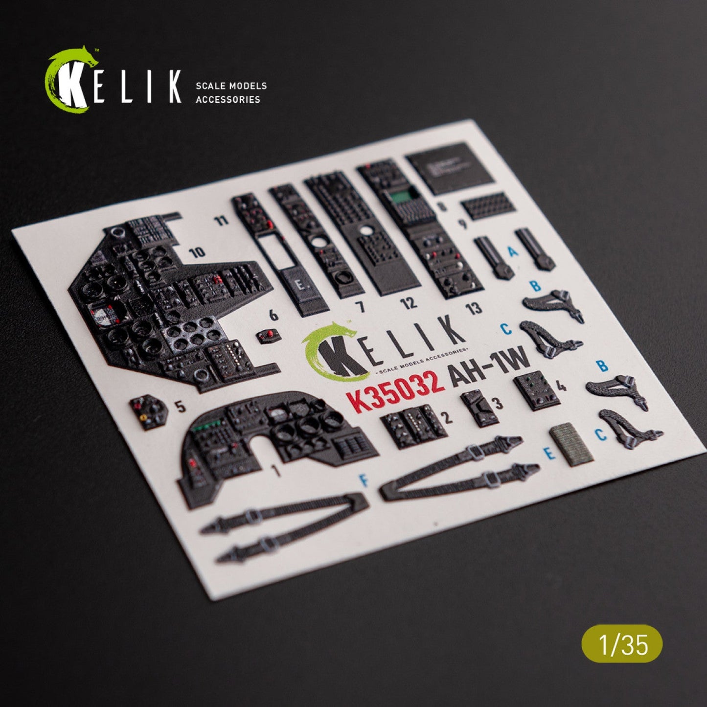 Kelik 1:35 AH-1W interior 3D decals for Academy kit Reskit