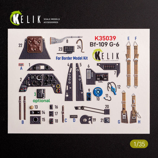 Kelik 1:35 Bf-109 G-6 - interior 3D decals for Border Models kit Reskit