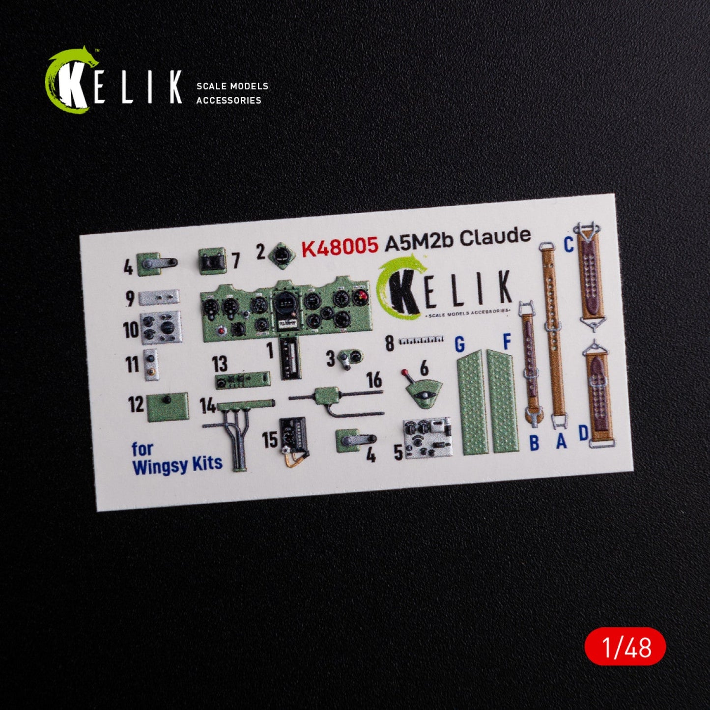 Kelik 1:48 A5M2B Claude interior 3D decals for Wingsy kit Reskit