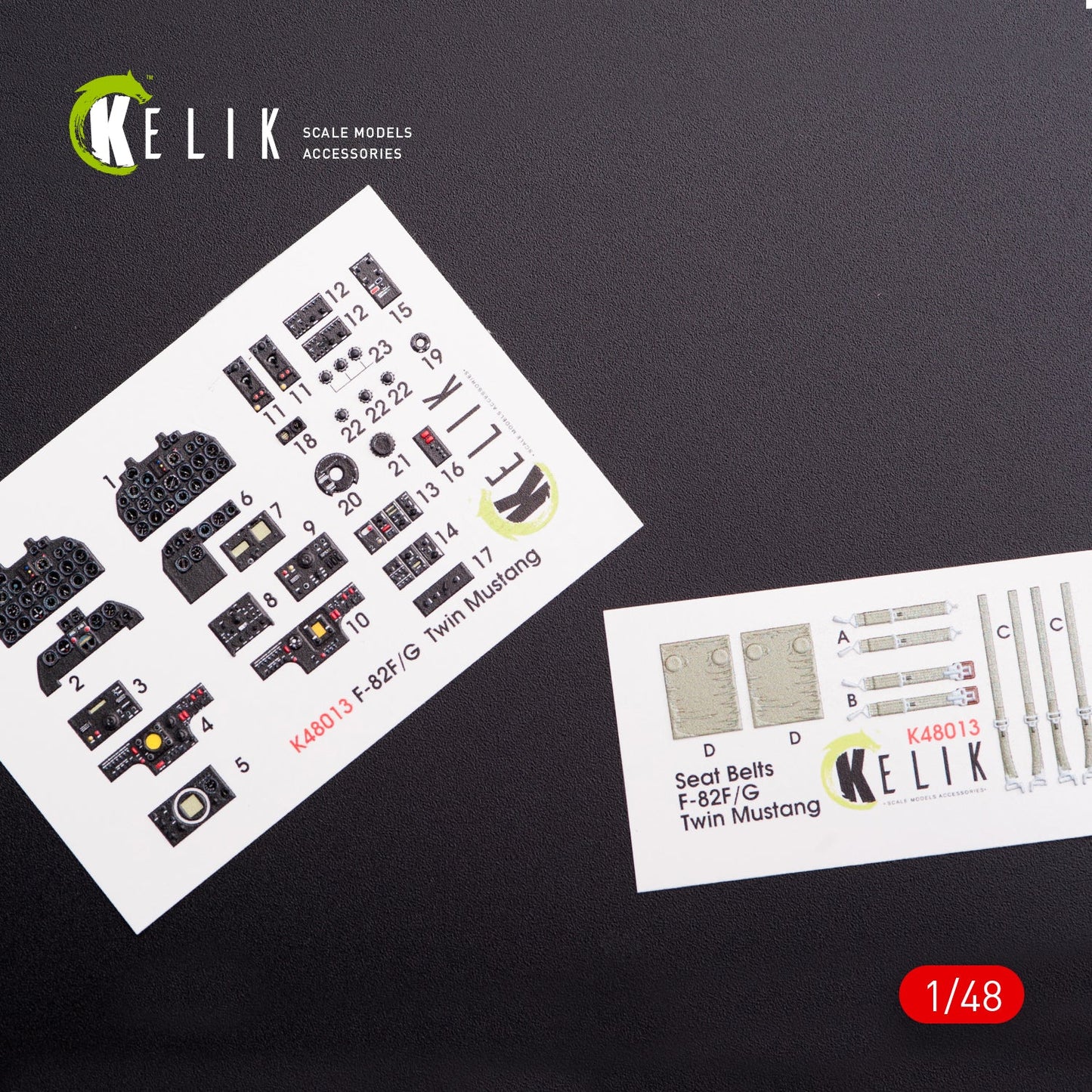 Kelik 1:48 F-82 (F,G) "Twin Mustang" interior 3D decals for Modelsvit kit Reskit
