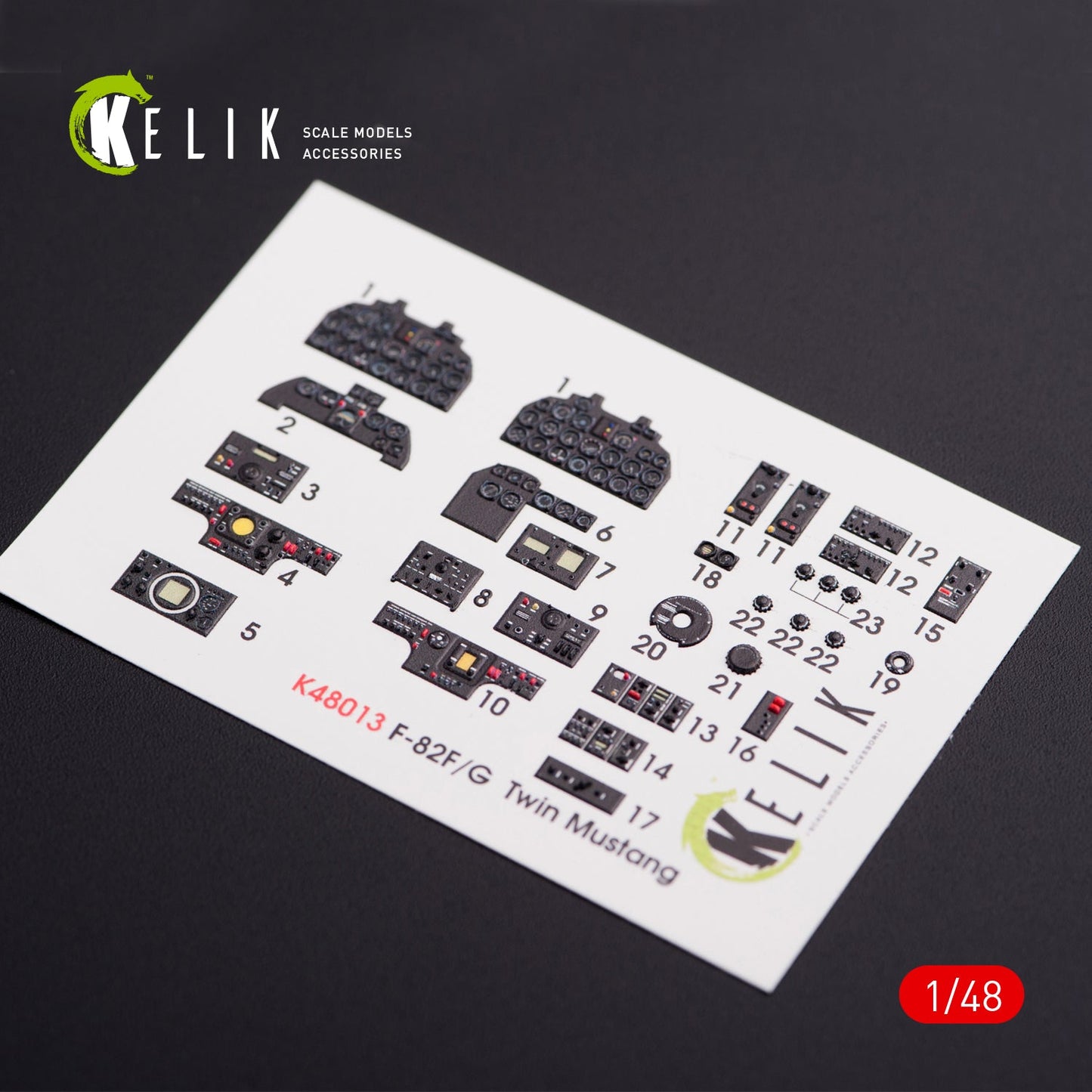 Kelik 1:48 F-82 (F,G) "Twin Mustang" interior 3D decals for Modelsvit kit Reskit