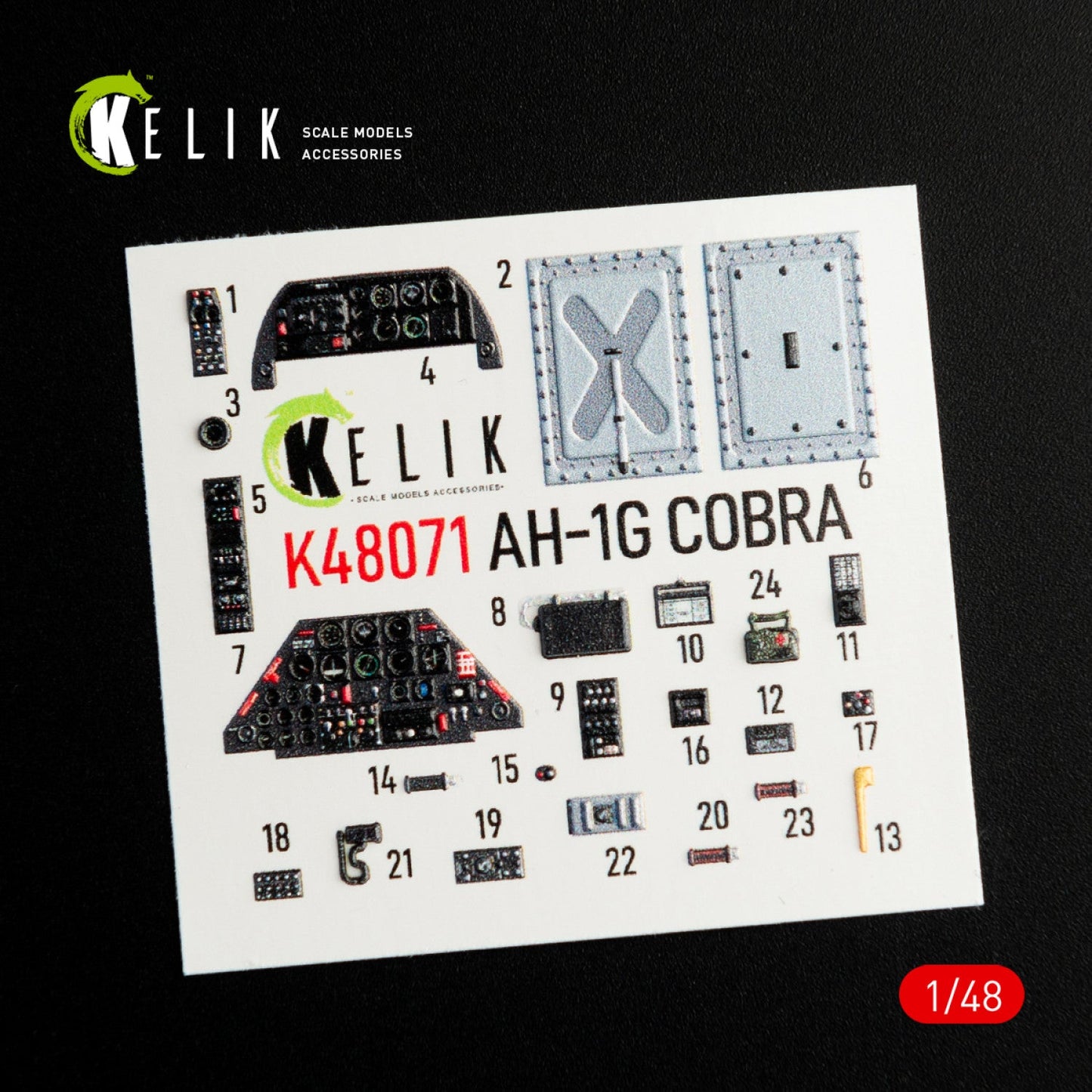 Kelik 1:48 AH-1G interior 3D decals for ICM/Special Hobby kit Reskit
