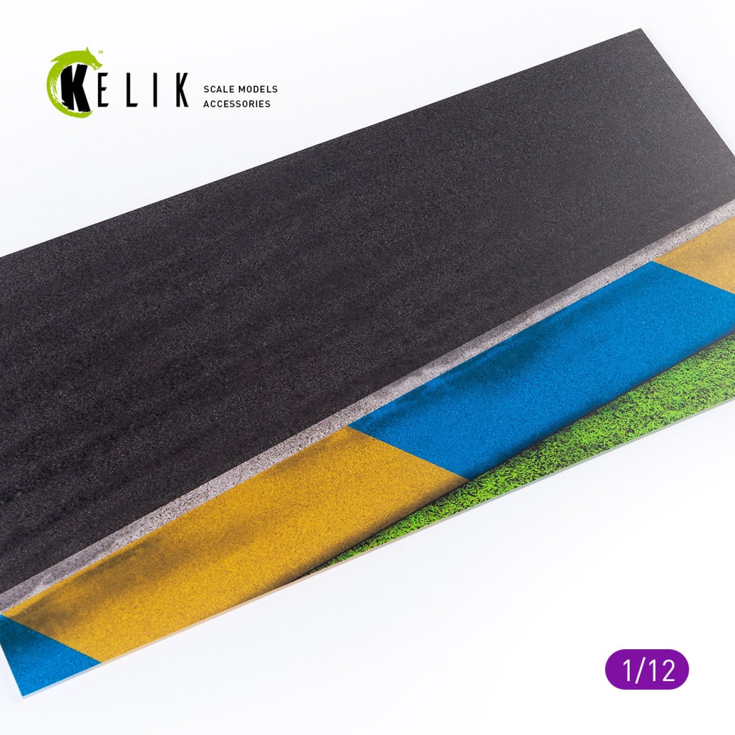 Kelik 1:12 Asphalt road Moto race track type 1 Base - Acrylic 3 mm (180 x 357 mm) Reskit