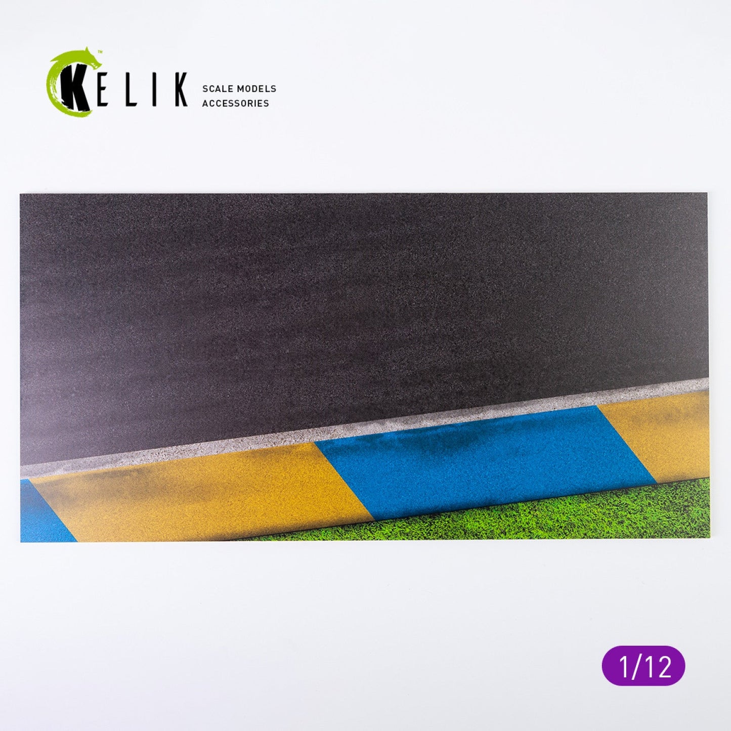 Kelik 1:12 Asphalt road Moto race track type 1 Base - Acrylic 3 mm (180 x 357 mm) Reskit