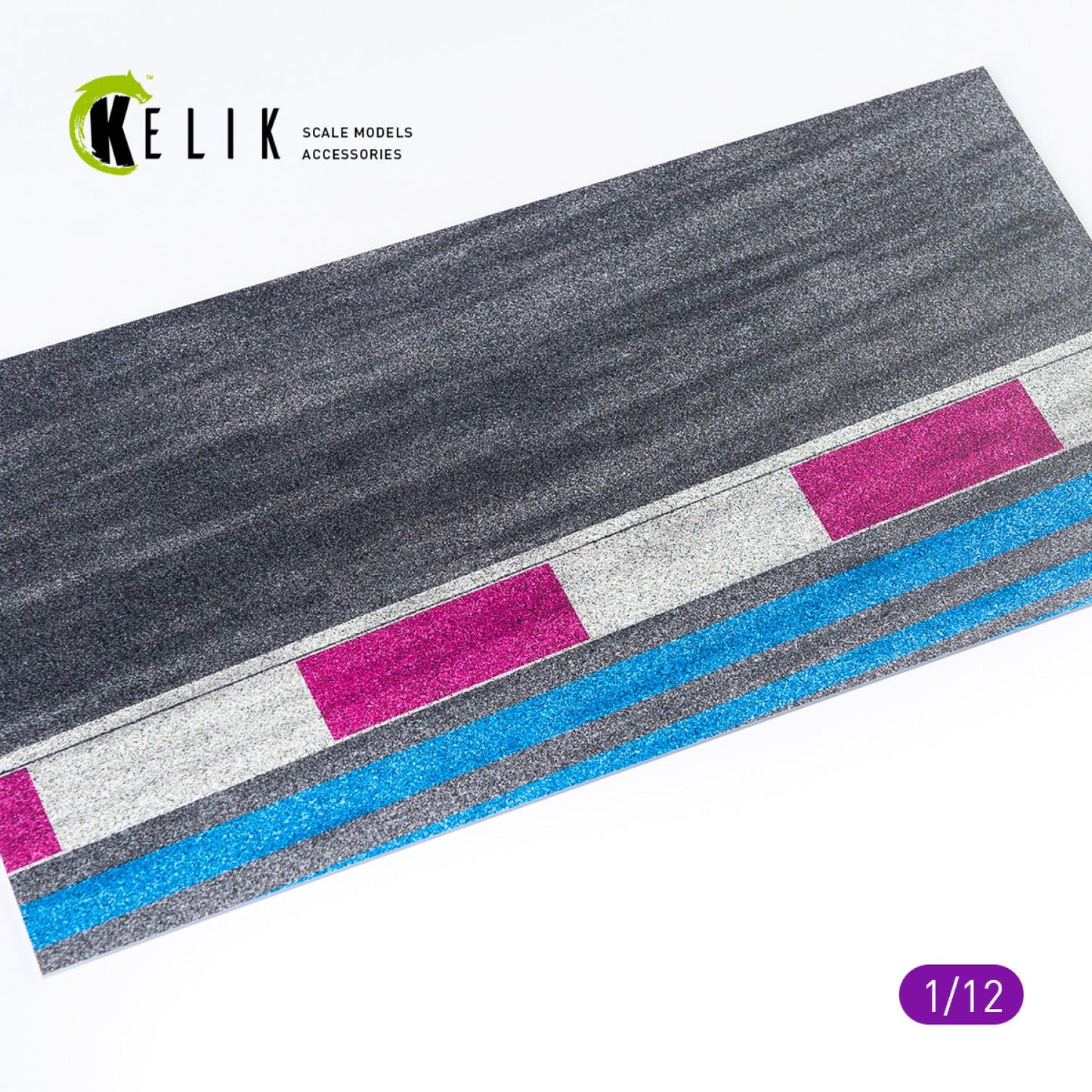 Kelik 1:12 Asphalt road Moto race track type 3 Base - Acrylic 3 mm (180 x 357 mm) Reskit
